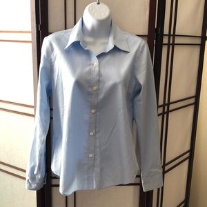 Ann Taylor blue button down work shirt blouse